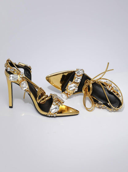 Tacones de cristal Tempest – Dorado