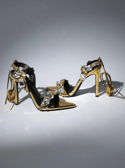 Tacones de cristal Tempest – Dorado