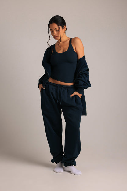 Rounded Plunge Débardeur - Bleu Marine