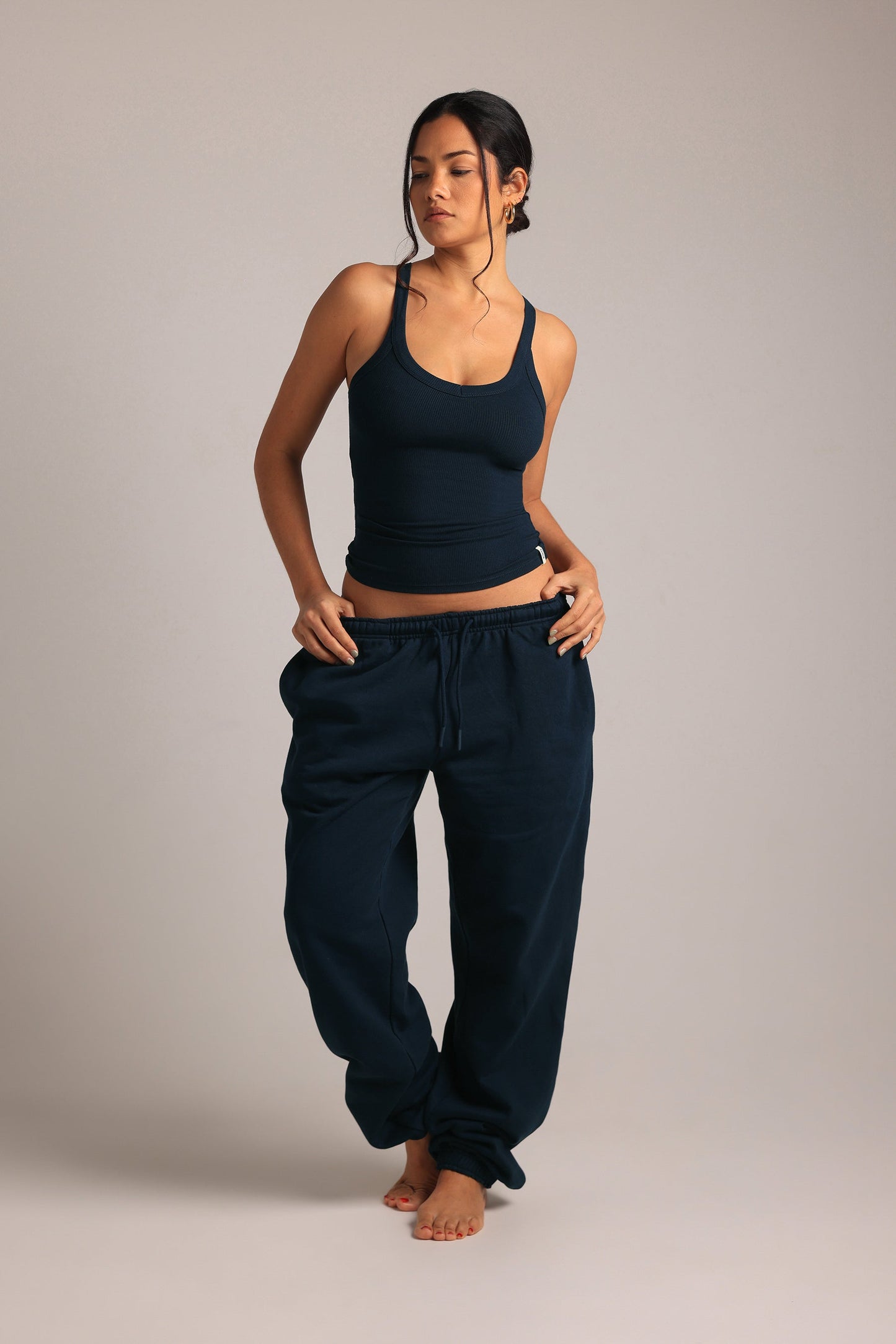 Rounded Plunge Débardeur - Bleu Marine