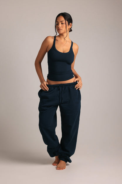 Rounded Plunge Débardeur - Bleu Marine