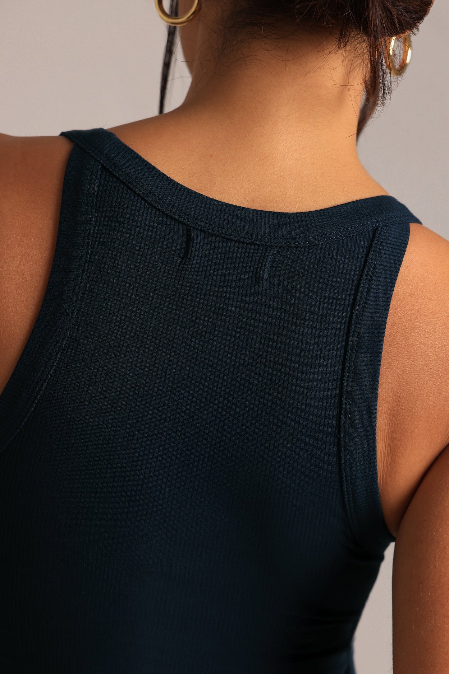 Rounded Plunge Débardeur - Bleu Marine