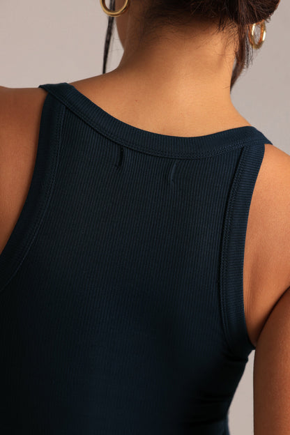 Rounded Plunge Débardeur - Bleu Marine