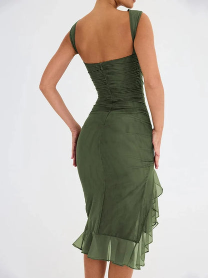 Lysiane Robe Mi - Longue - Vert Menthe