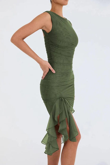 Lysiane Robe Mi - Longue - Vert Menthe