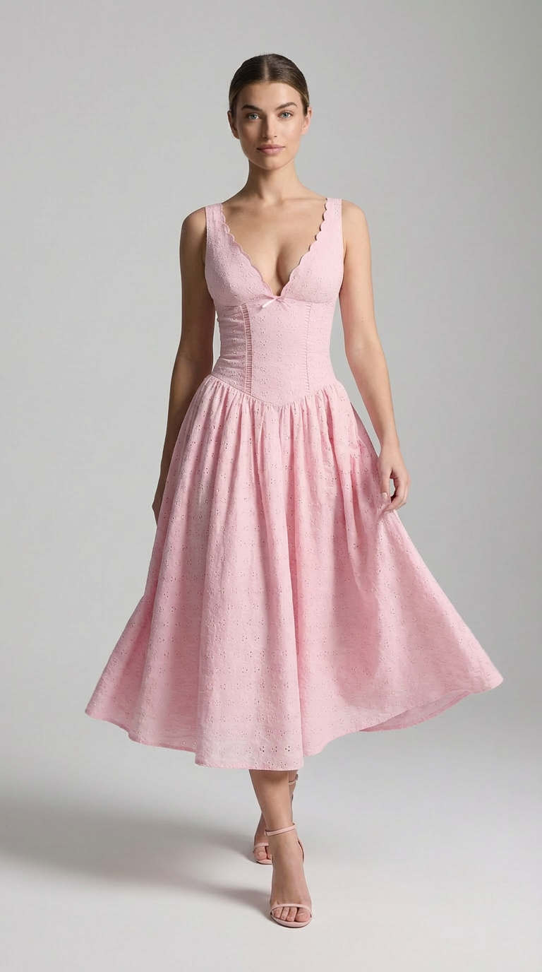 Althea Robe Mi-Longue - Rose Camélia