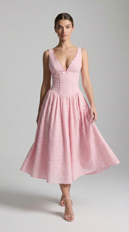 Althea Robe Mi-Longue - Rose Camélia