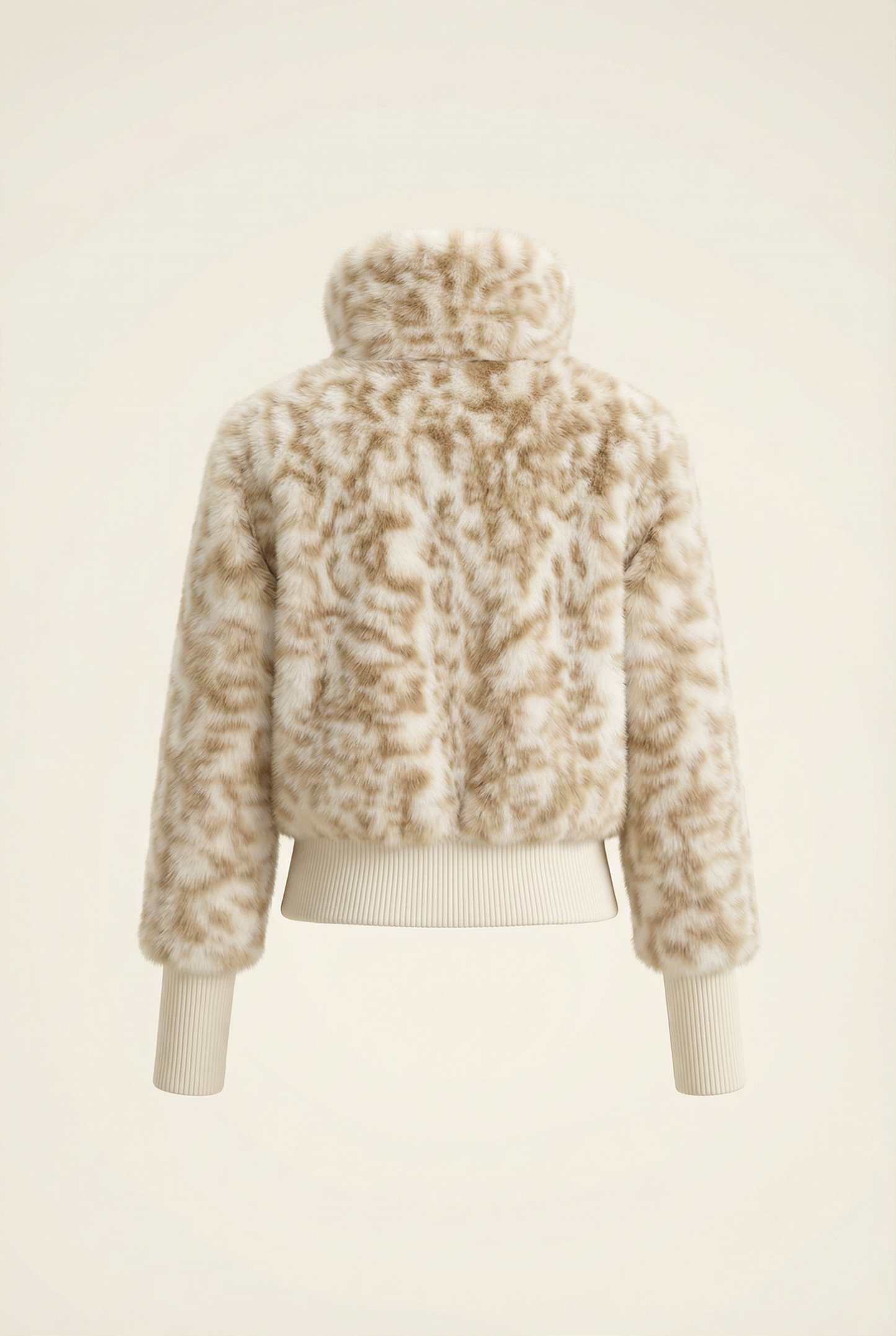 Julie Veste Courte Col Montant – Beige & Café