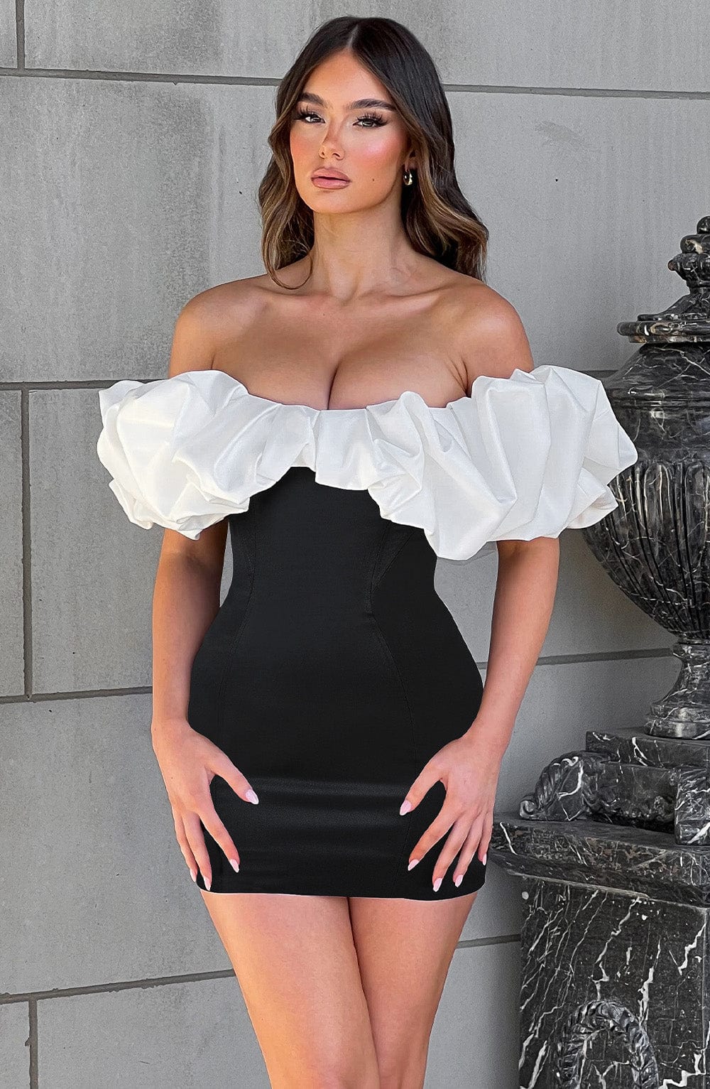 Robe courte Allie - Noir/Blanc