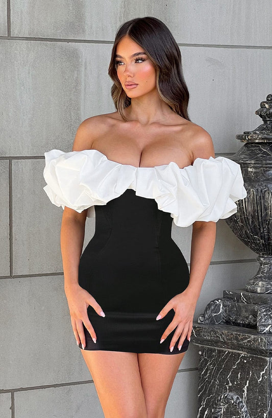 Robe courte Allie - Noir/Blanc