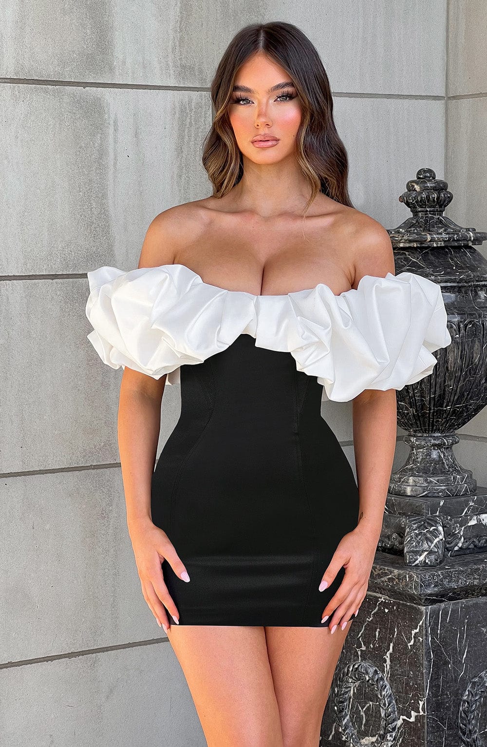 Robe courte Allie - Noir/Blanc