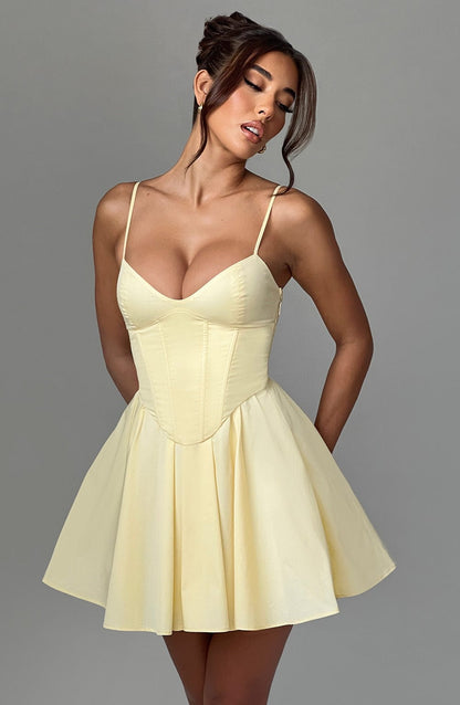 Robe courte Analeigh - Citron