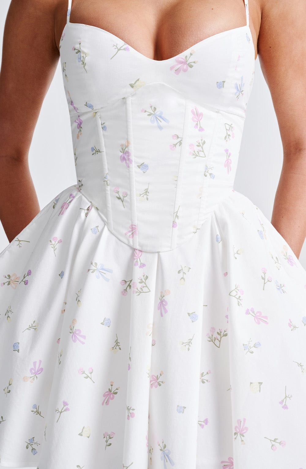 Robe courte Analeigh - Imprimé floral multicolore blanc