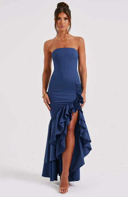 Robe longue Angelina - Bleu marine