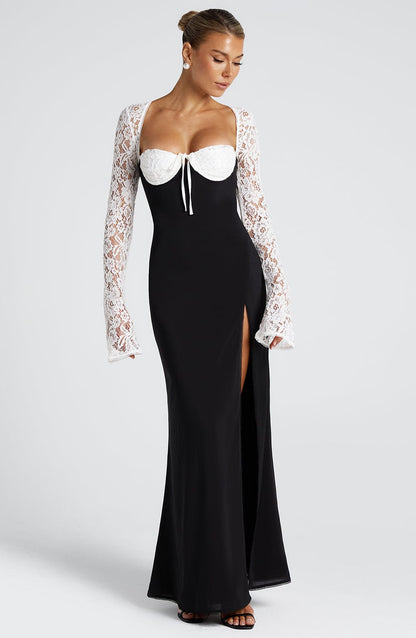 Robe longue Aria - Noir/Blanc