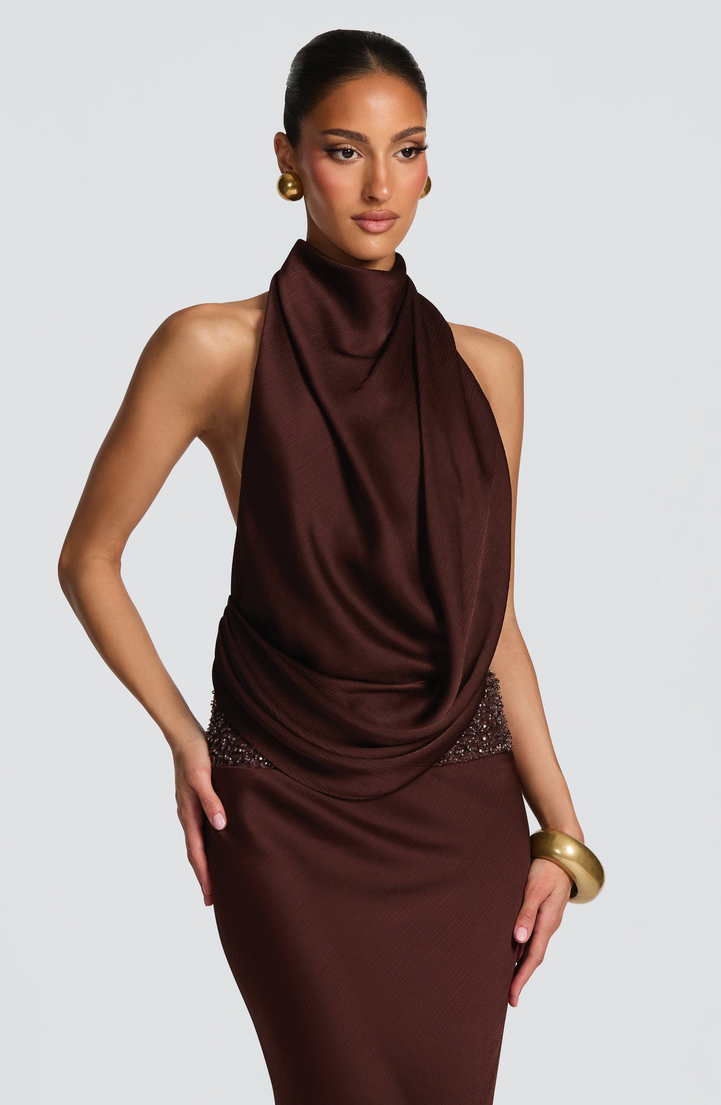 Armelle Robe Longue - Brun Prune