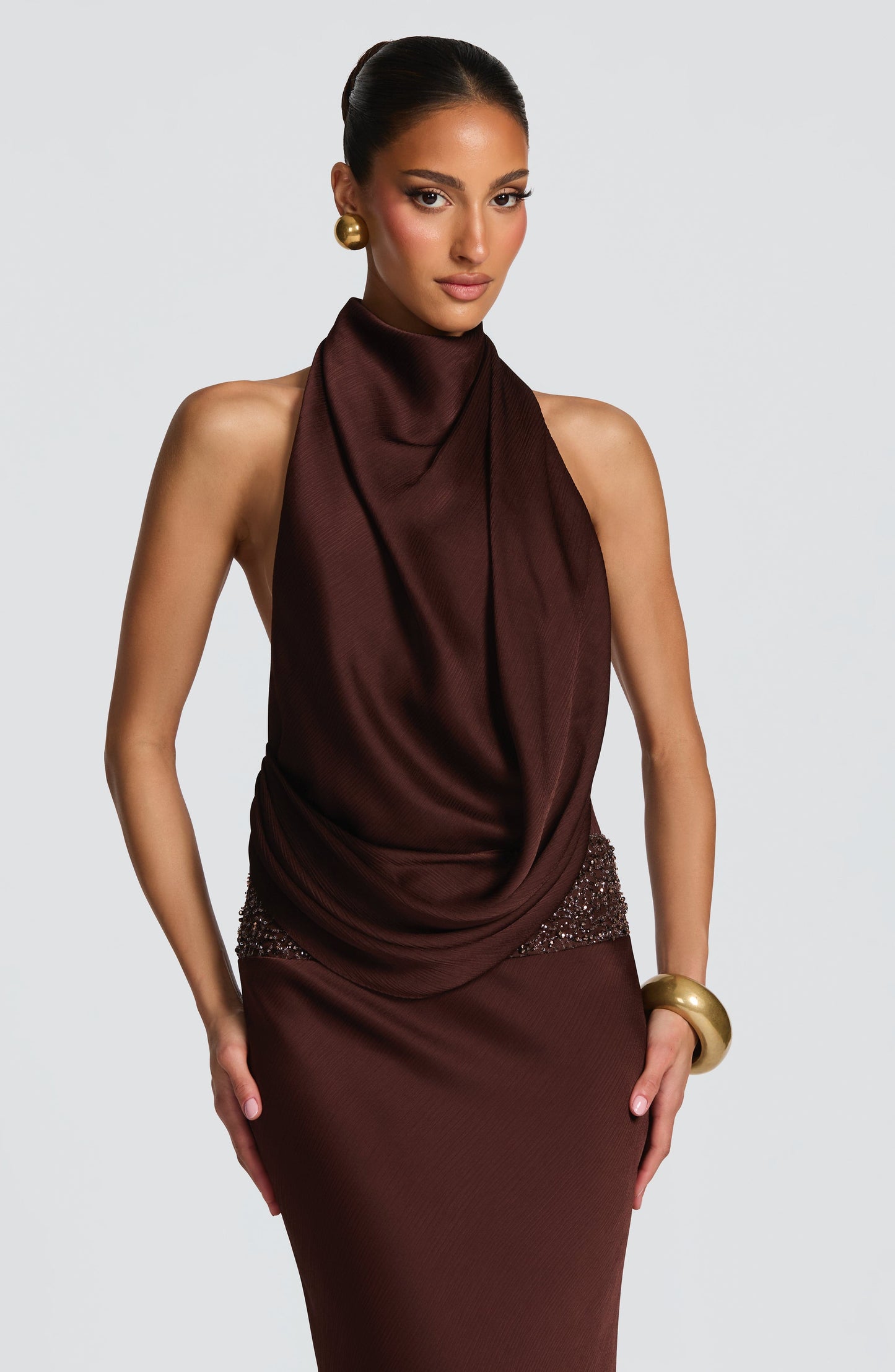 Armelle Robe Longue - Brun Prune