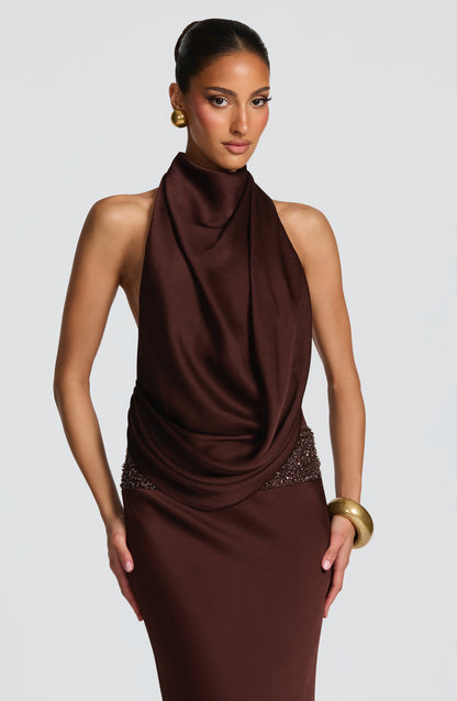 Armelle Robe Longue - Brun Prune