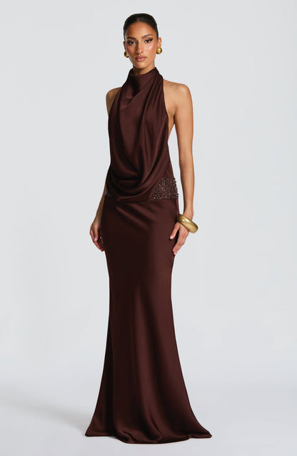 Armelle Robe Longue - Brun Prune