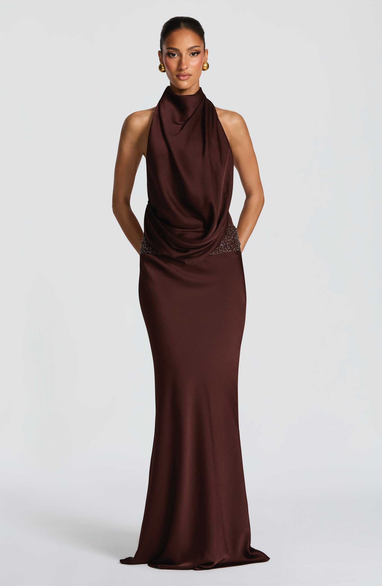 Armelle Robe Longue - Brun Prune