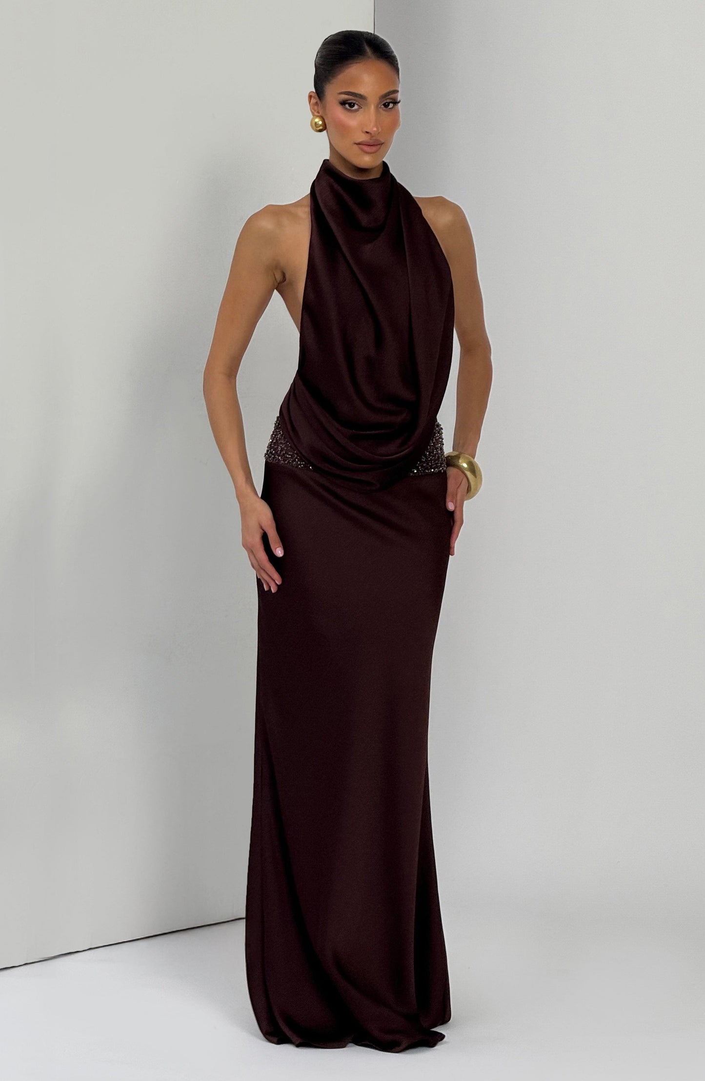 Armelle Robe Longue - Brun Prune