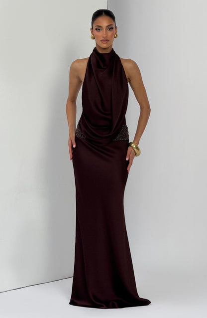 Armelle Robe Longue - Brun Prune