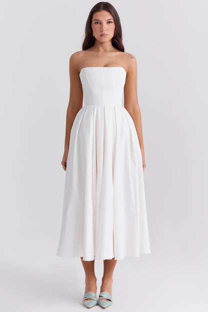 Capucine Robe Mi-Longue Blanc