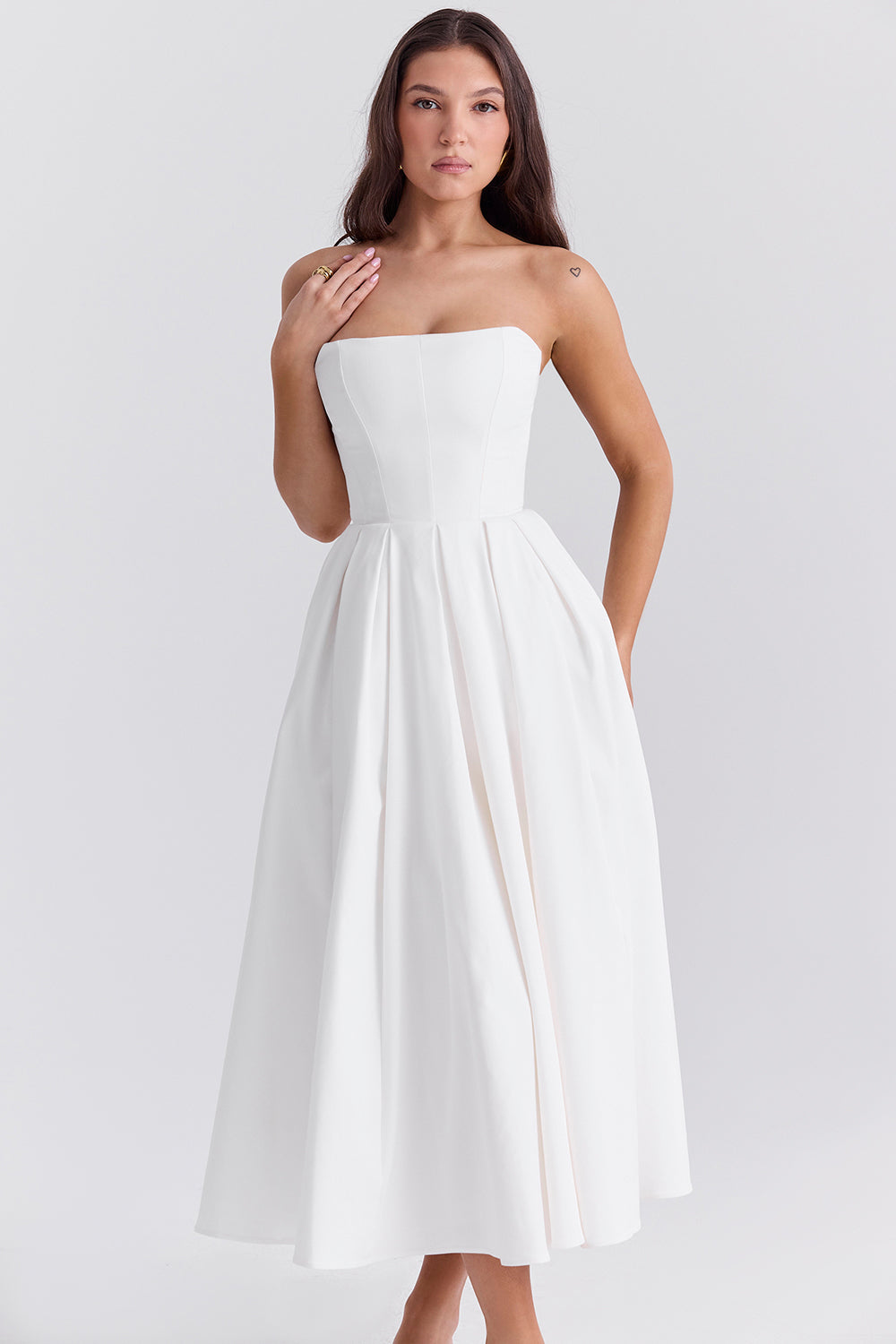 Capucine Robe Mi-Longue Blanc