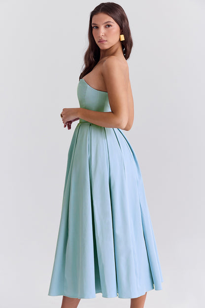 Capucine Robe Mi-Longue Bleu