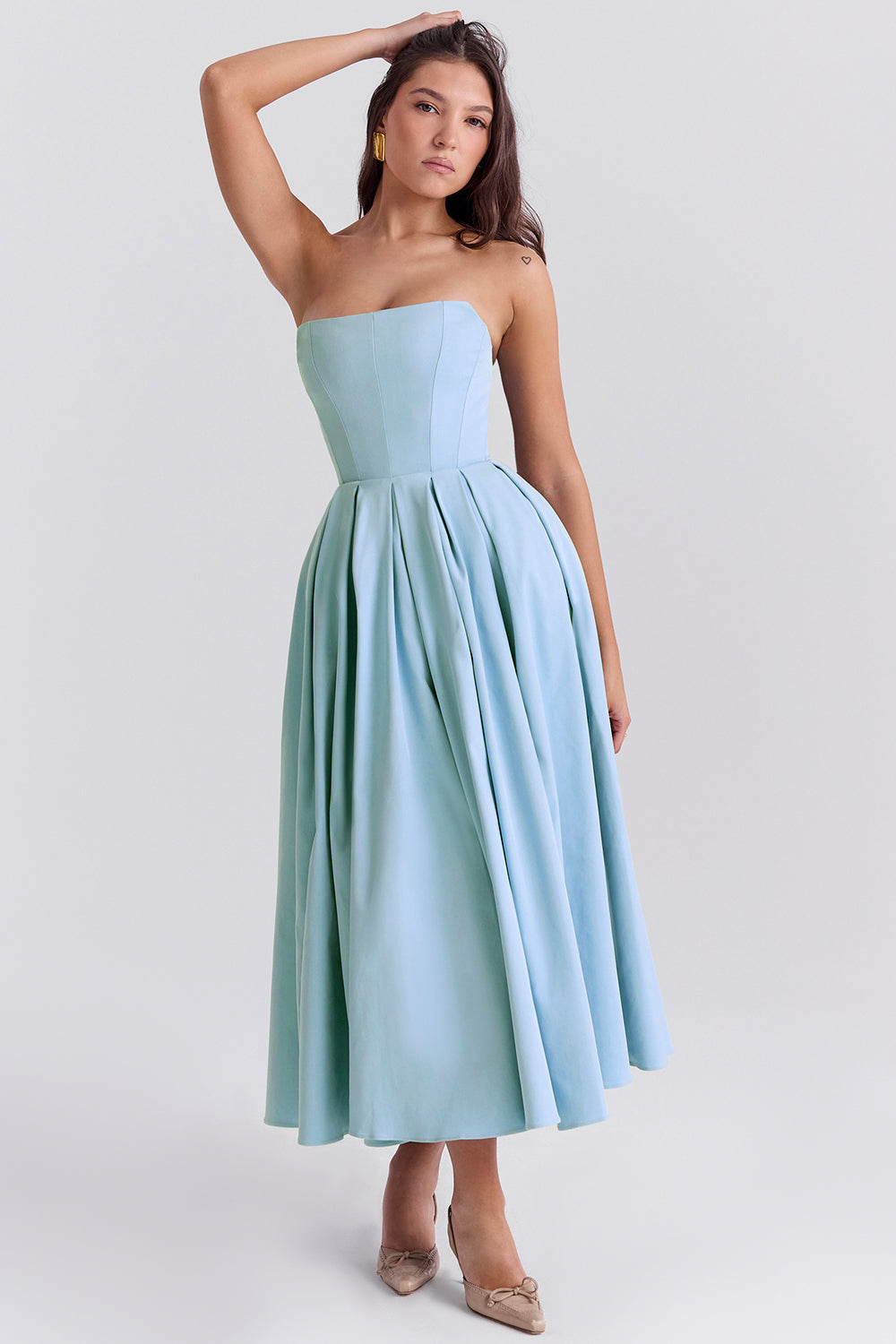 Capucine Robe Mi-Longue Bleu