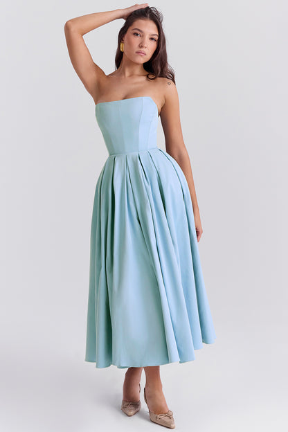 Capucine Robe Mi-Longue Bleu