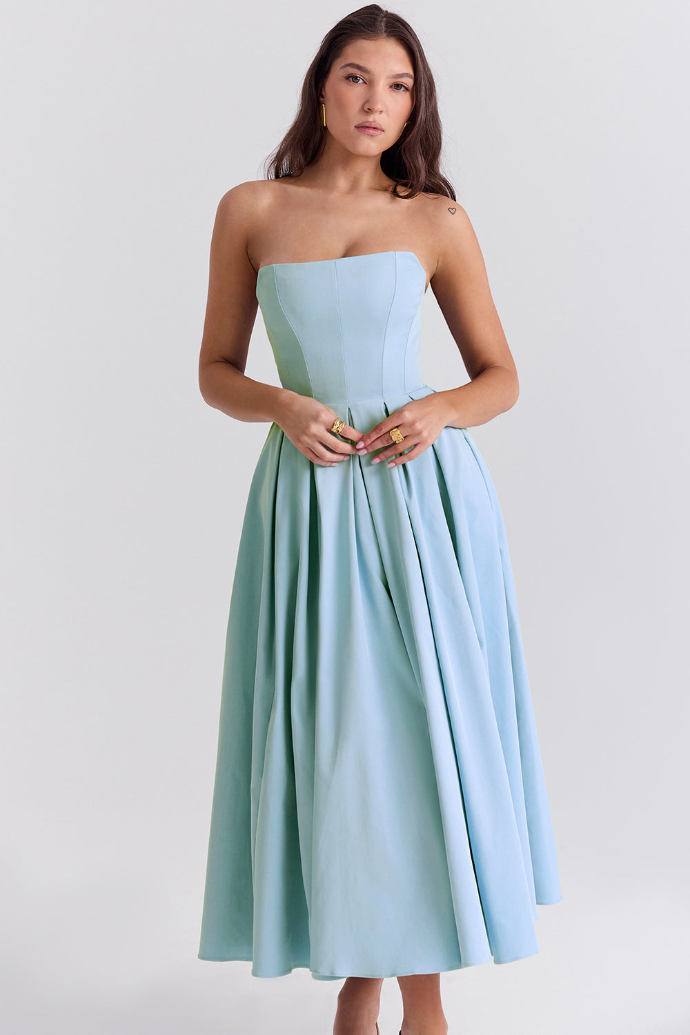 Capucine Robe Mi-Longue Bleu