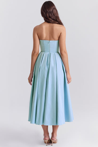 Capucine Robe Mi-Longue Bleu
