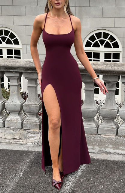 Robe longue Beatrix - Laque cerise