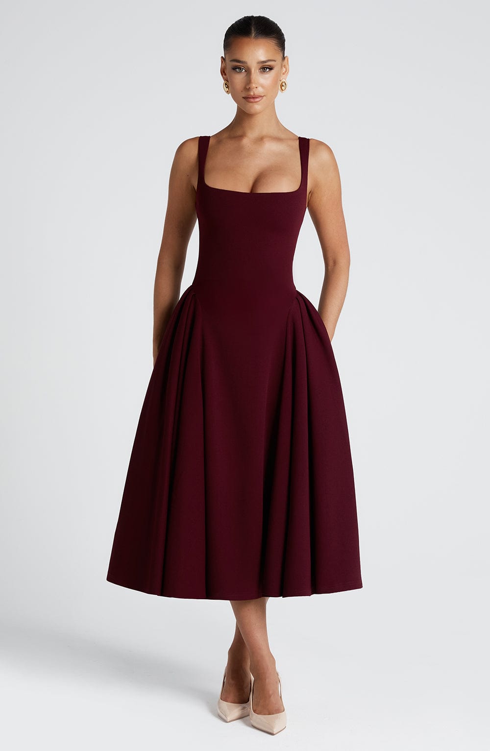 Betty Midi Dress - Cherry Lacquer