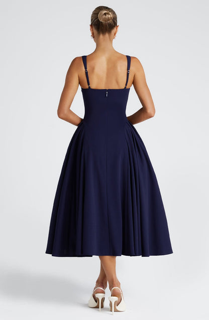 Robe mi-longue Betty - Bleu marine