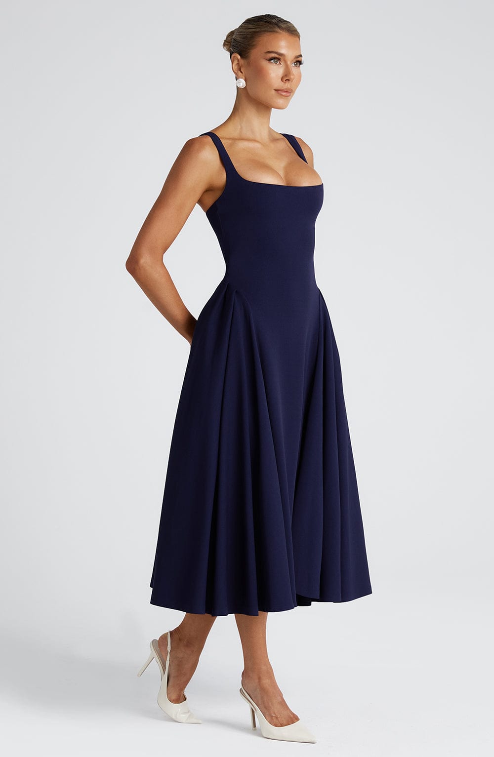 Robe mi-longue Betty - Bleu marine