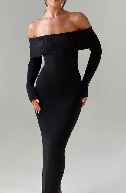 Robe longue en tricot Beverley - Noir