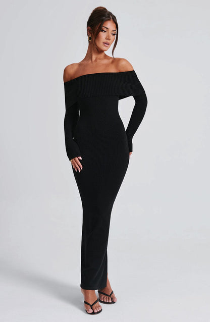 Robe longue en tricot Beverley - Noir