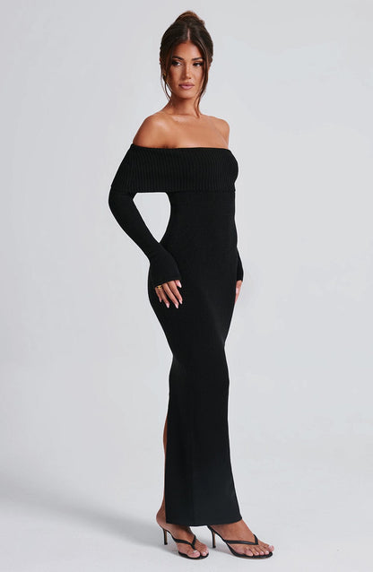 Robe longue en tricot Beverley - Noir