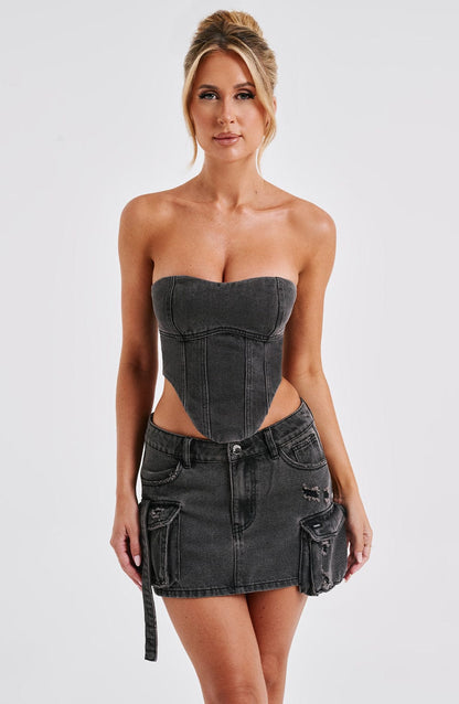 Billie Mini Skirt - Black Wash