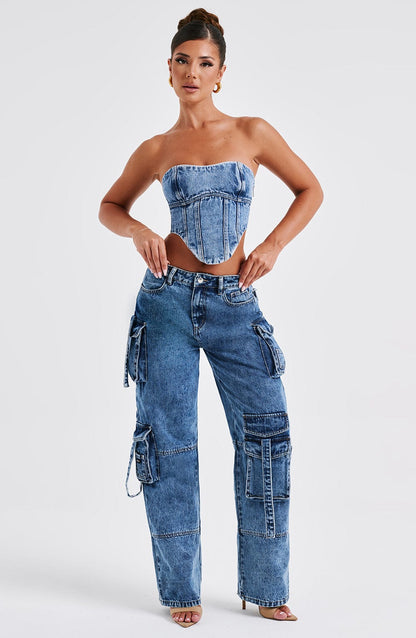 Brooklyn Pantalon Cargo - Bleu Foncé