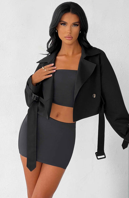 Caprice Manteau Trench Court - Noir