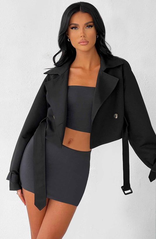 Trench-coat court Caprice - Noir