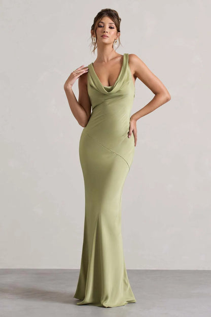 Célestine Long Dress — Olive Green