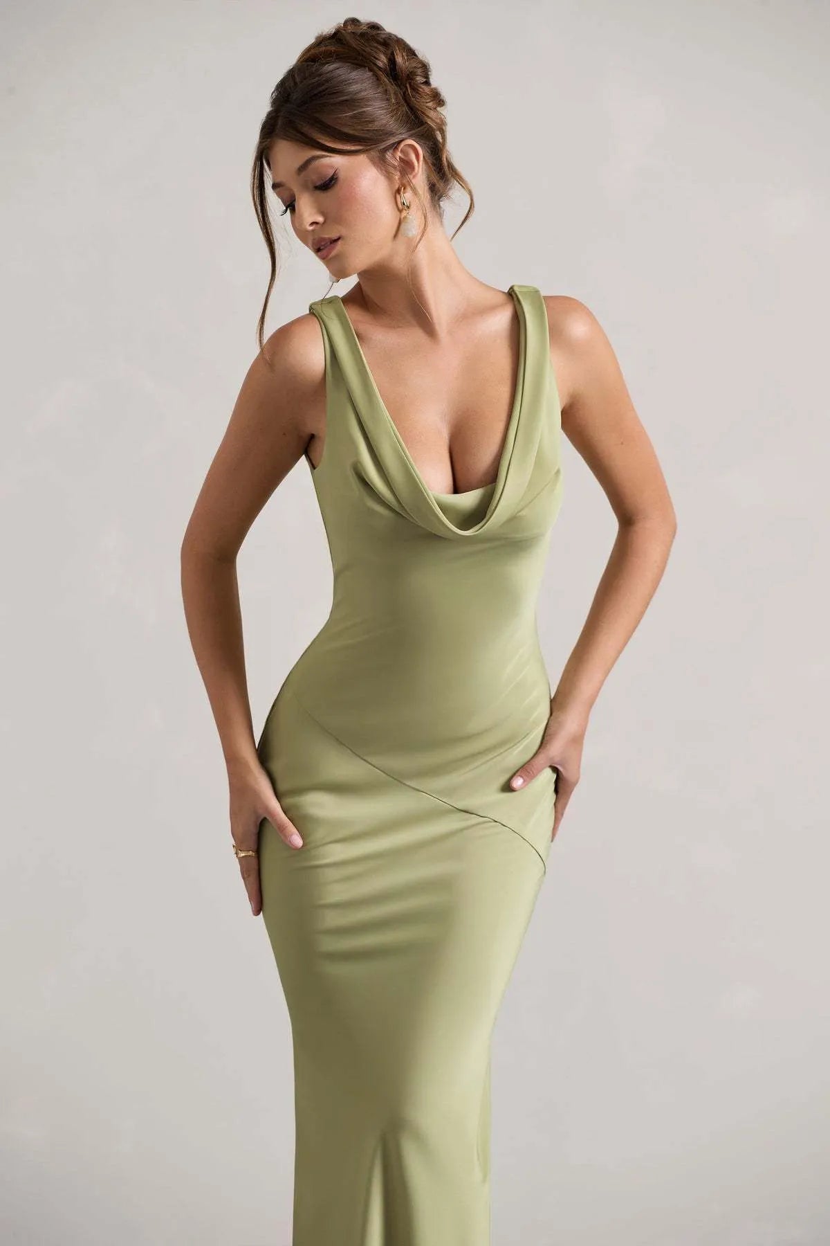Célestine Long Dress — Olive Green