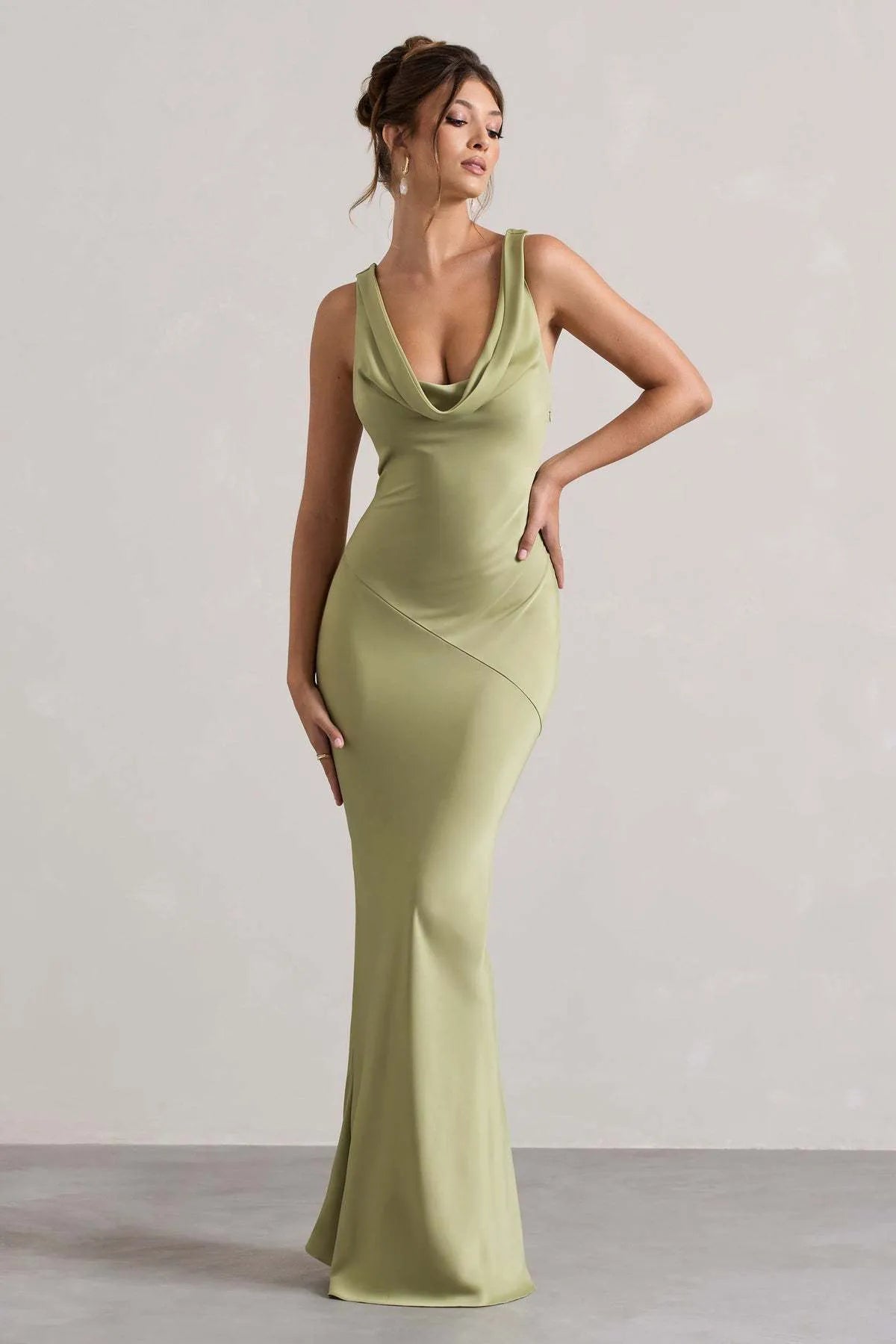 Célestine Long Dress — Olive Green