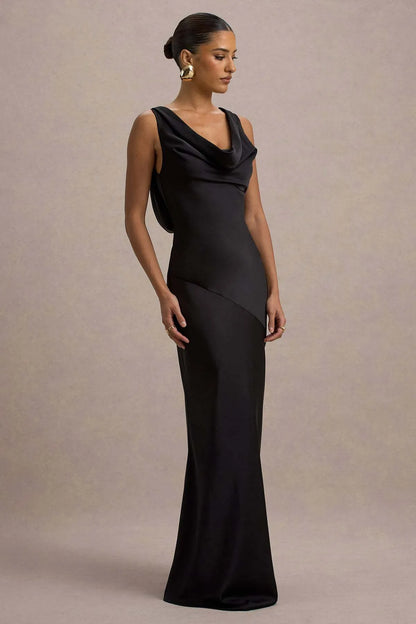 Célestine Robe Longue — Noir Velours