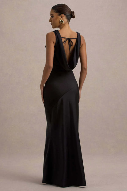 Célestine Robe Longue — Noir Velours