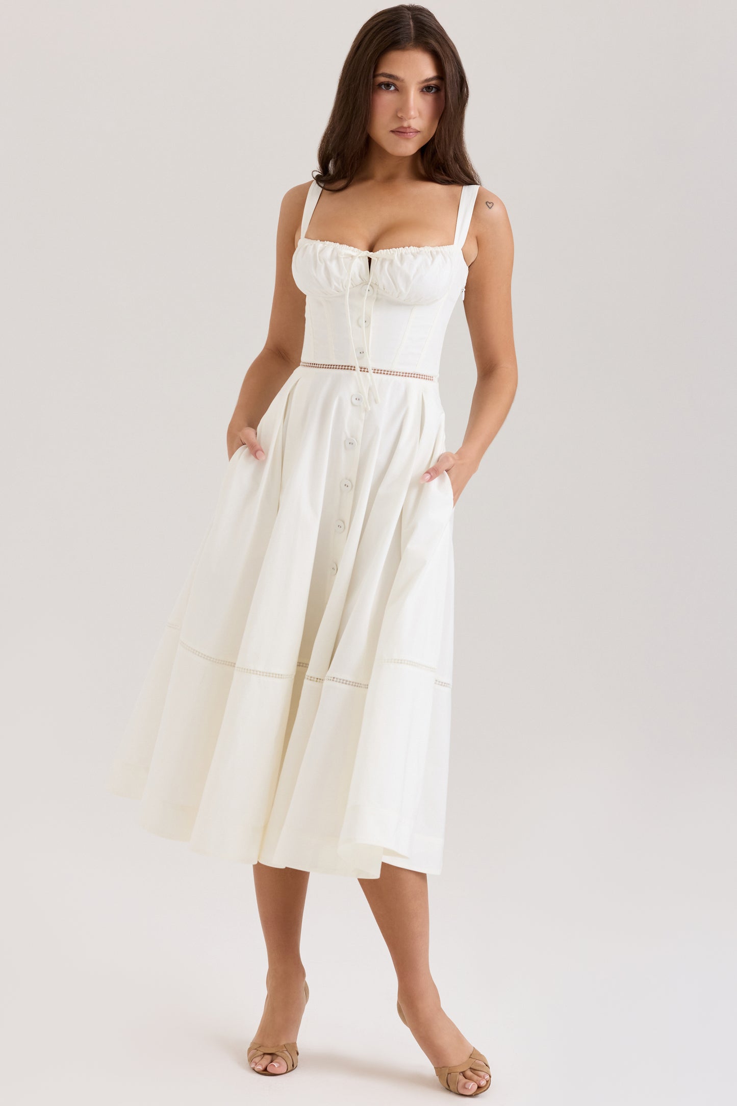 Adèle Robe Mi-Longue Blanc